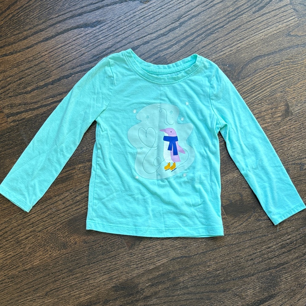 Cat & Jack Aqua Long Sleeve Tee with Playful Design